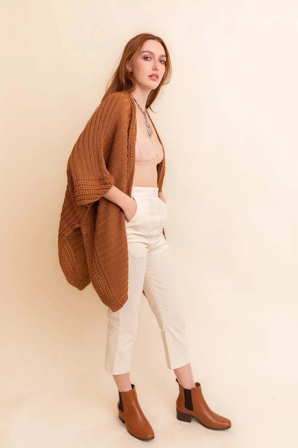 Ridged Rib Knit Ruana – Stylish Layering Wrap
