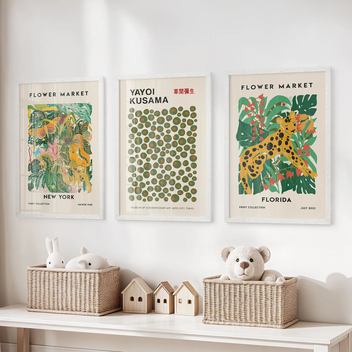Flower Market, Kusama Art Prints. Modern Tropical Wall Decor