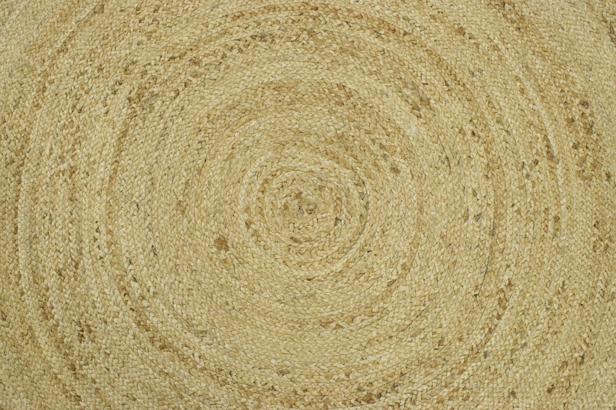 100% ALL NATURAL FIBER HAND BRAIDED BOHO WHITE ROUND JUTE RUG | JR4