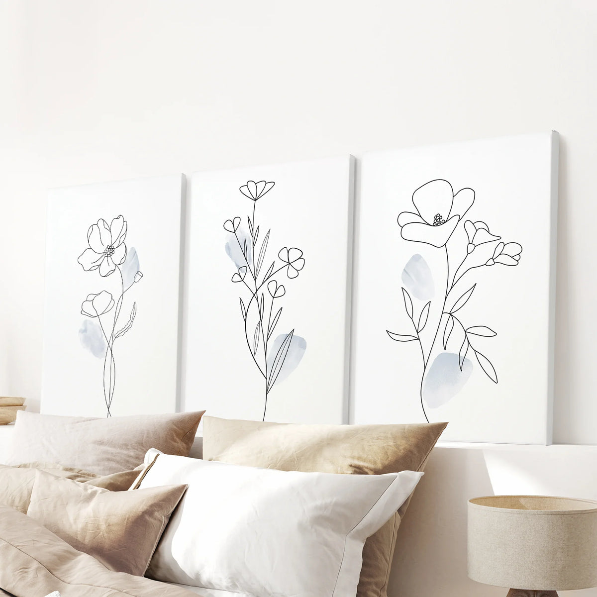 Black and White Botanical Prints. Modern Minimalist Line Art