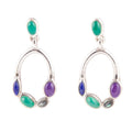 Peacock Multi-Stone Sterling Silver Earrings