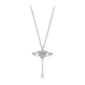 Pink Crystal Heart Angel Wings Pendant Necklace