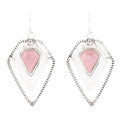 Pink Rhodonite Shield Sterling Silver Drop Earrings