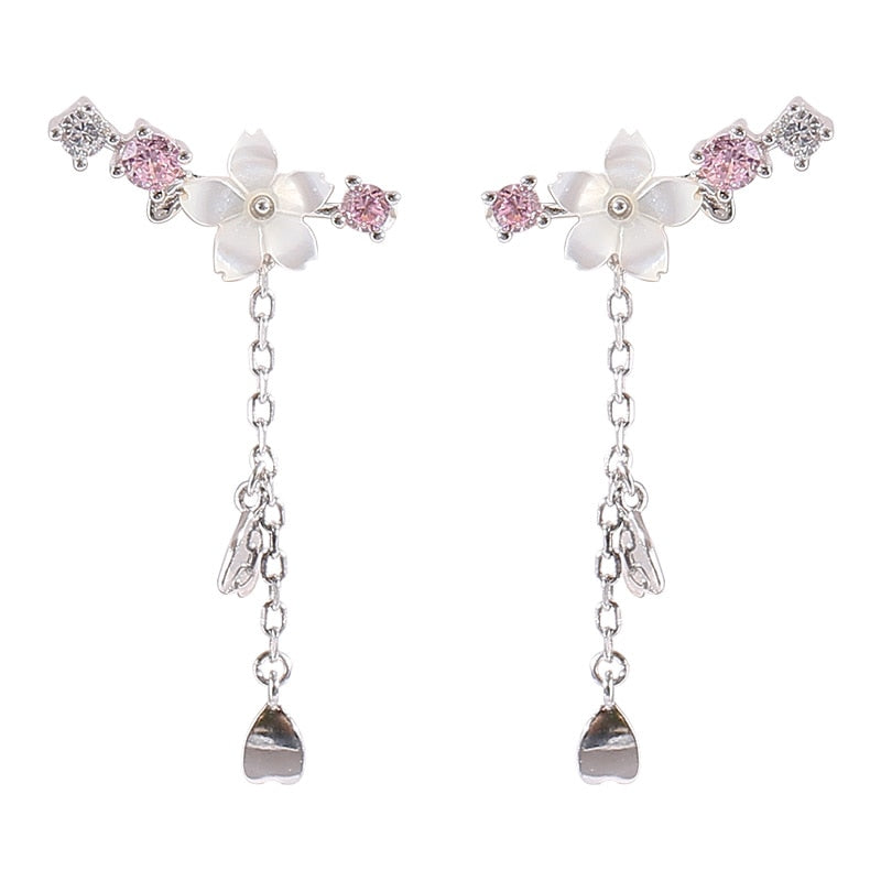 Cherry Blossom Drop Charm Earrings