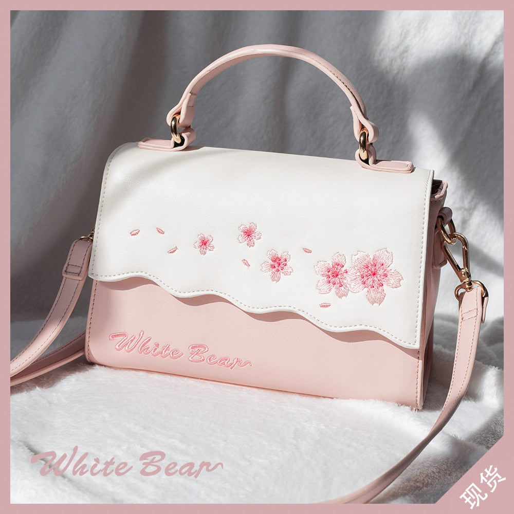 Cherry Blossom Embroidered Purse