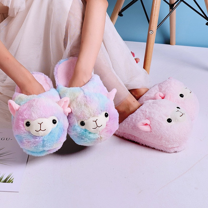 Kawaii Alpaca Plush Slippers