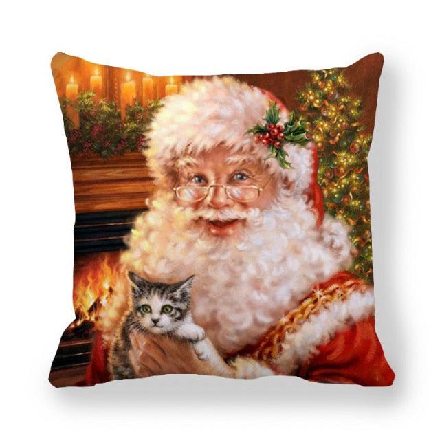 Christmas Santa and Snowman Pillow Cover – 45 x 45 cm