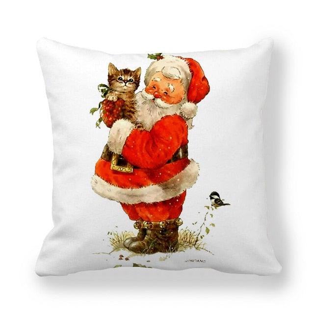 Christmas Santa and Snowman Pillow Cover – 45 x 45 cm