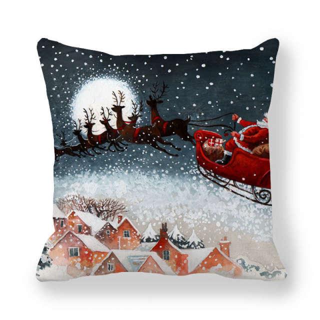 Christmas Santa and Snowman Pillow Cover – 45 x 45 cm