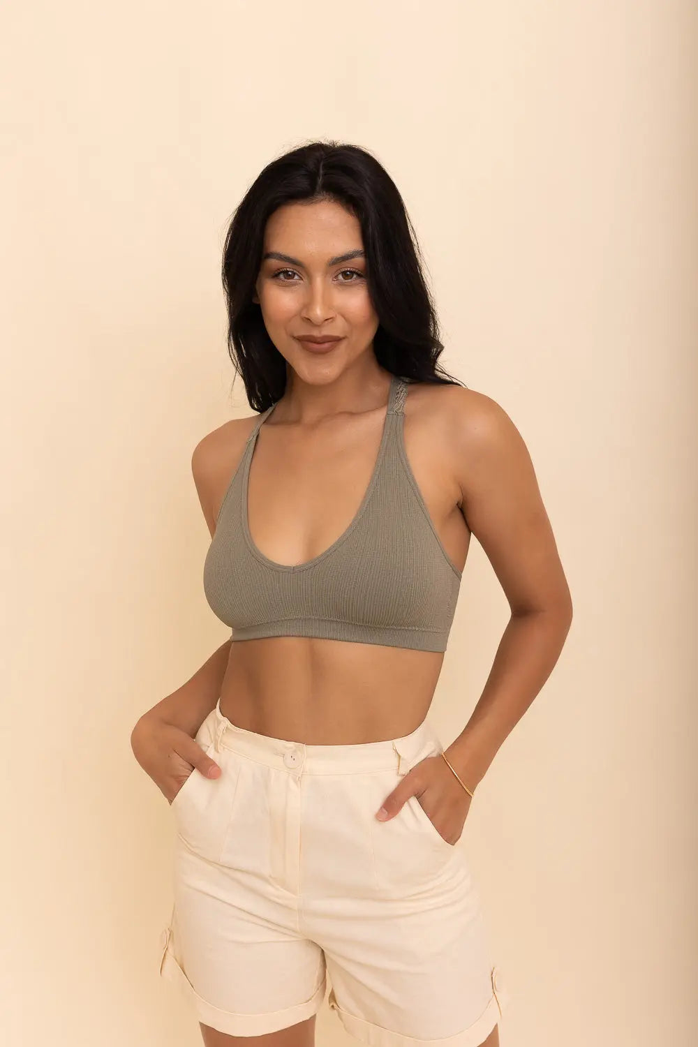 Lacey Racerback Seamless Bralette – Soft Wireless Lace Comfort
