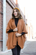 Ridged Texture Knit Ruana – Warm & Elegant Wrap