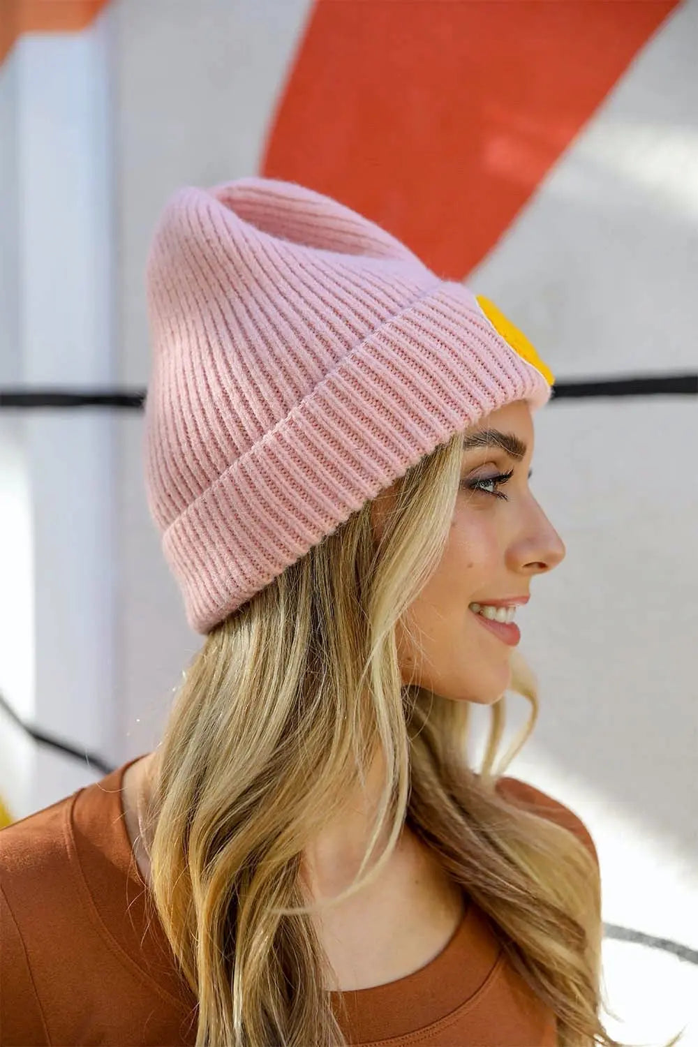 Smiley Face Ribbed Beanie 🙂