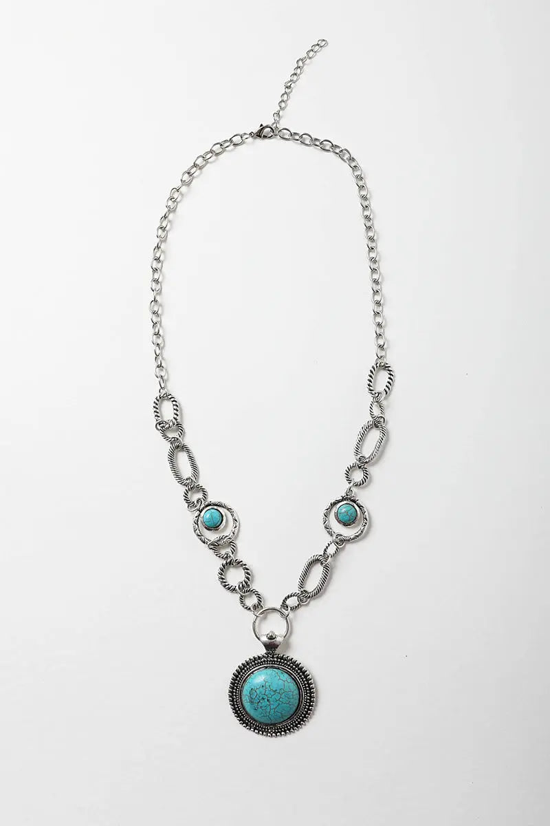 Soleil Turquoise & Silver Link Necklace✨