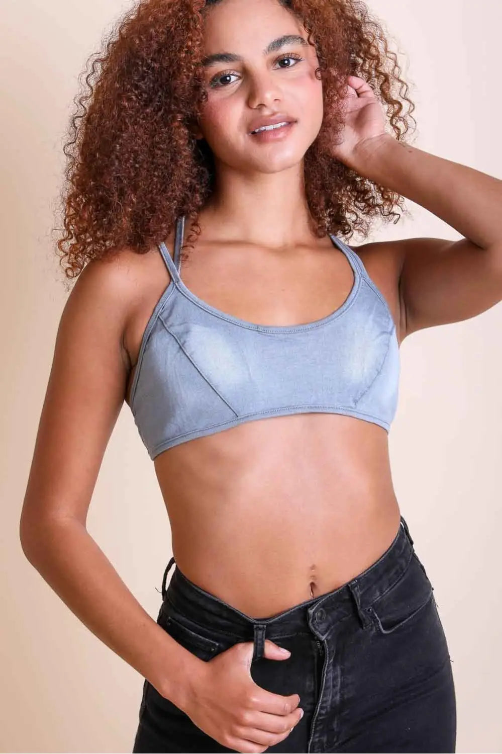 Stone Washed Denim Bralette
