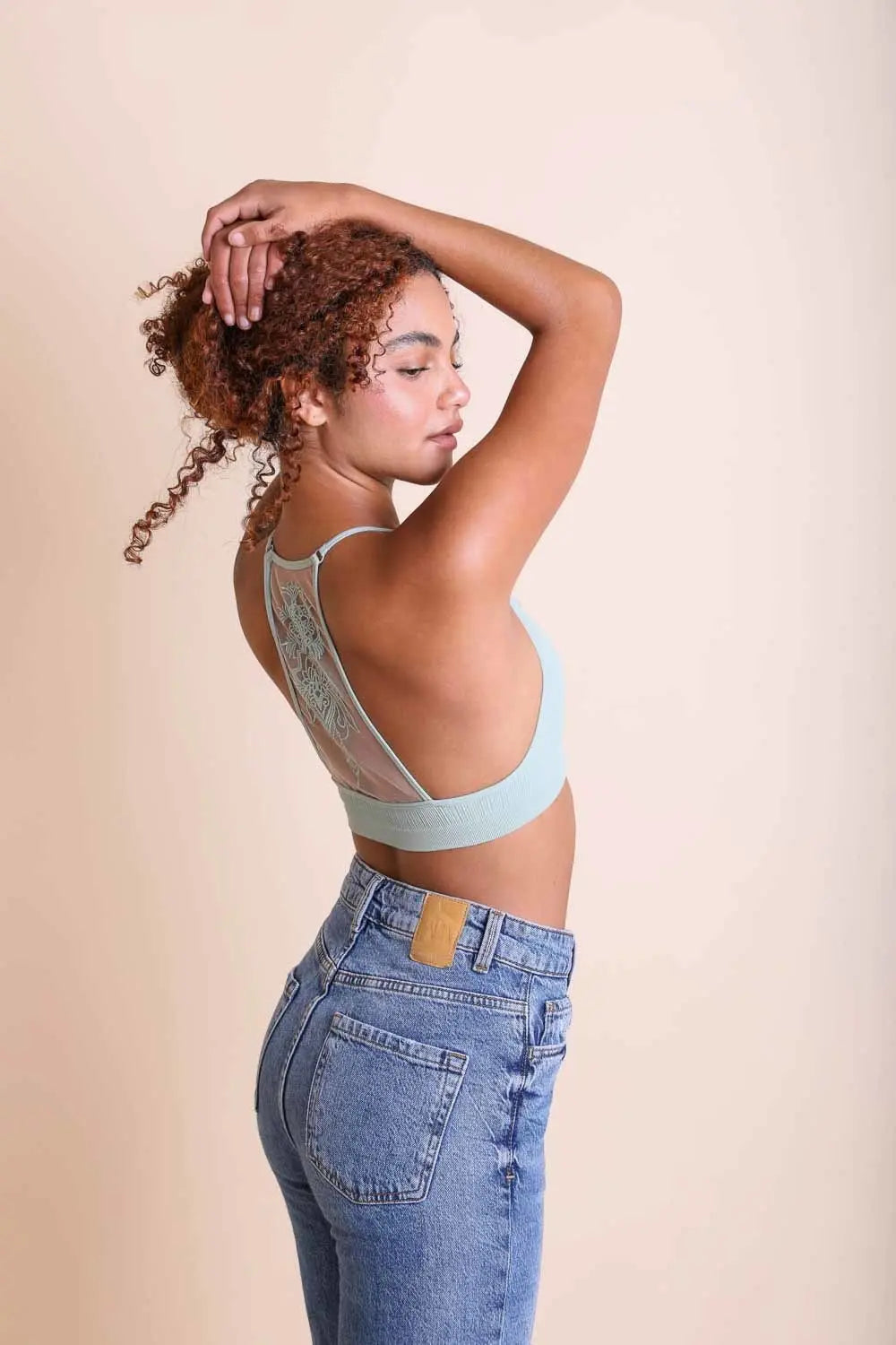 Tattoo Back Bralette – Embroidered Mesh Racerback Style