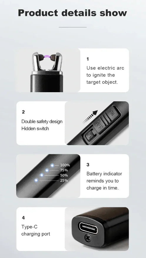 Rechargeable Flameless USB Candle Lighter – Black