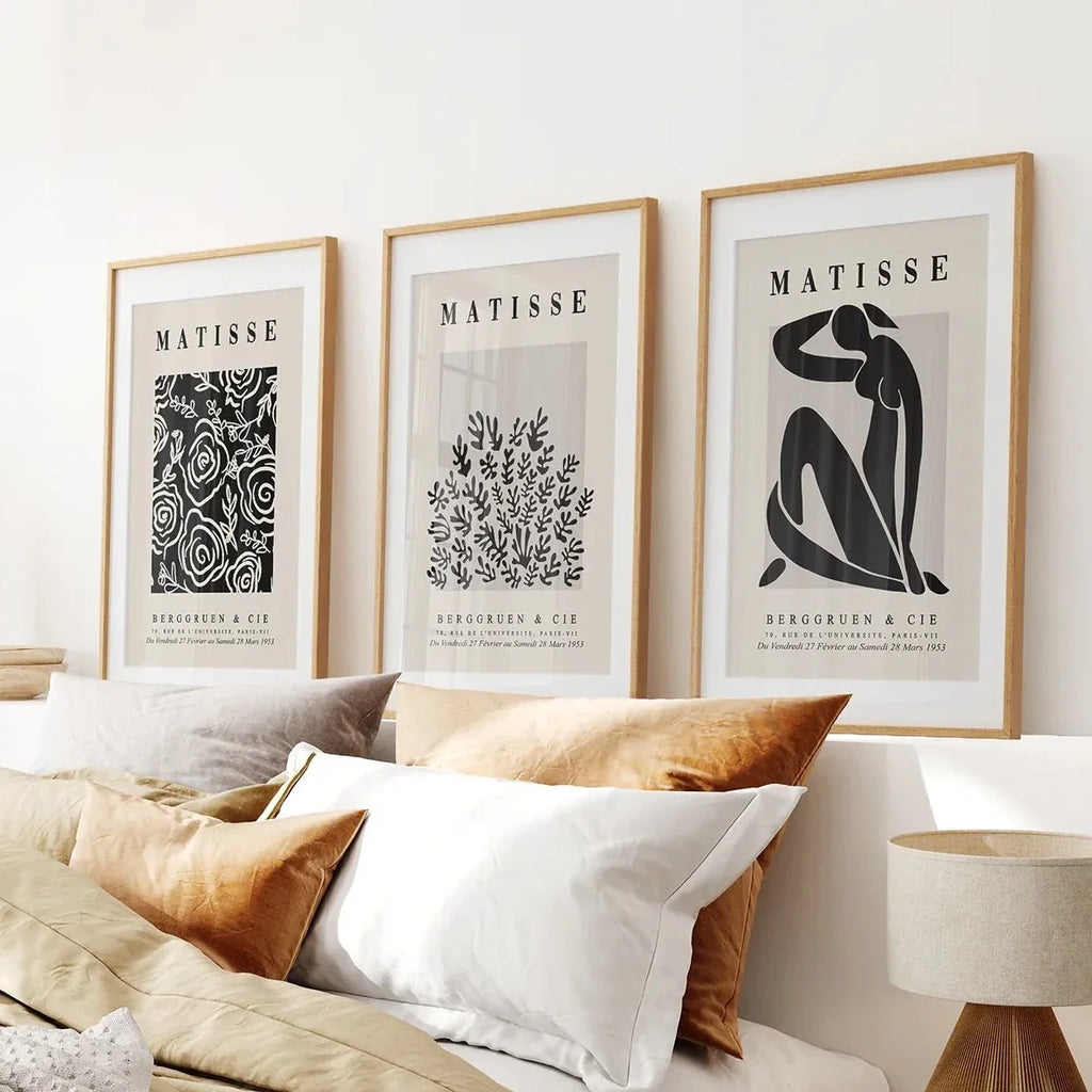 Black Beige Vintage Henri Matisse Wall Art Set