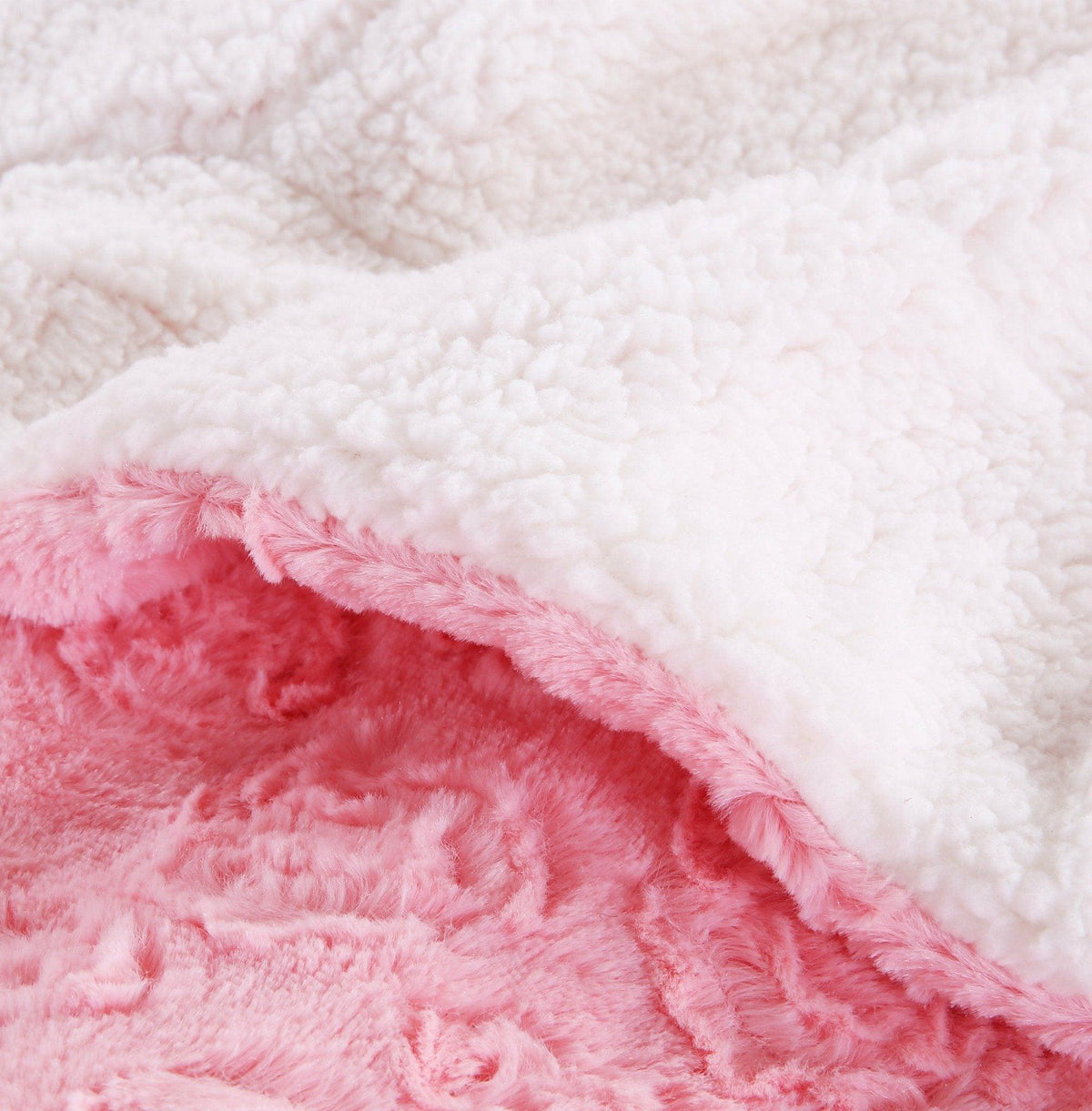 DaDa Blossom Pink Rose Sherpa Throw Blanket