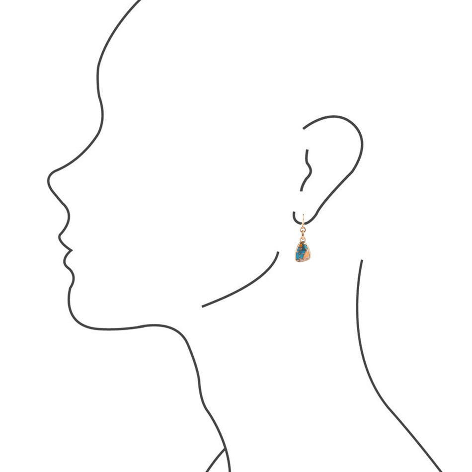 Turquoise and Spiny Oyster Matrix and Bronze Earrings