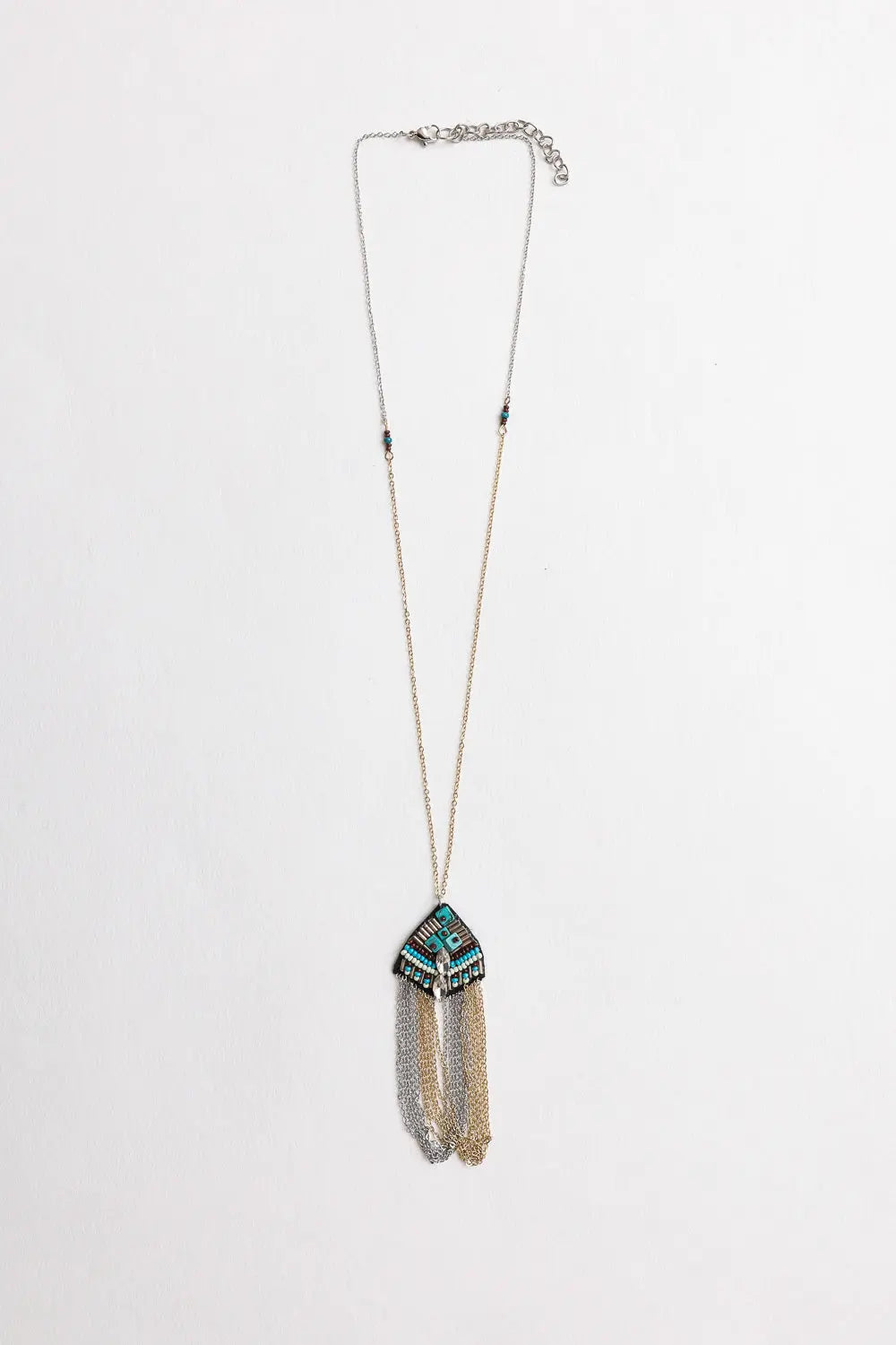 Turquoise & Crystal Medallion Chain Necklace🩵