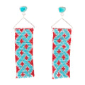Turquoise Woven Seed Bead Earrings