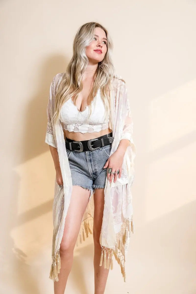 Velvet Mesh Tapestry Kimono