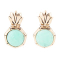 Vibrant Green Chrysoprase Golden Lotus Post Earrings