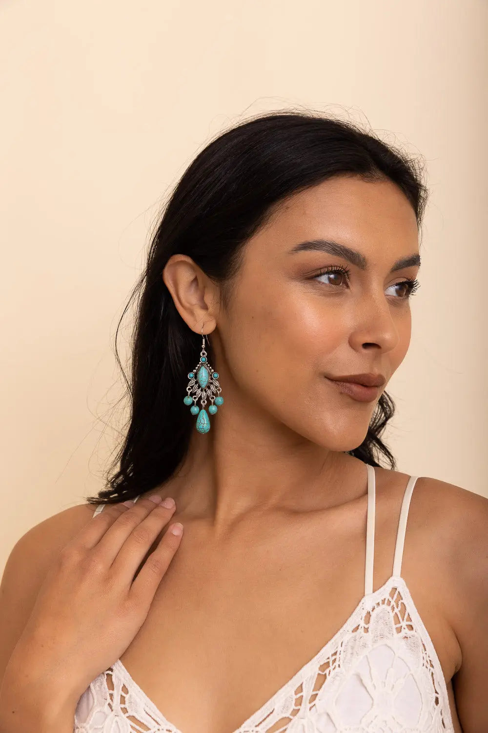 Vintage Turquoise Silver Chandelier Earrings🩵