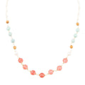 Watermelon Kiss Mint Jasper Golden Long Necklace