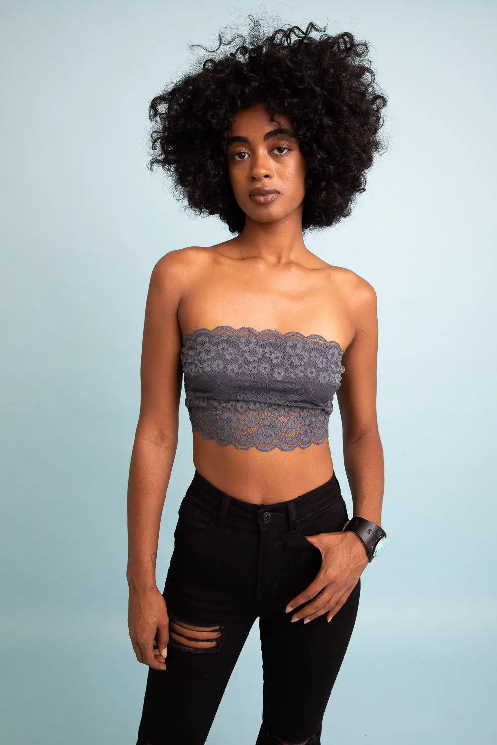 Wide Lace Bandeau w/ Detachable Straps